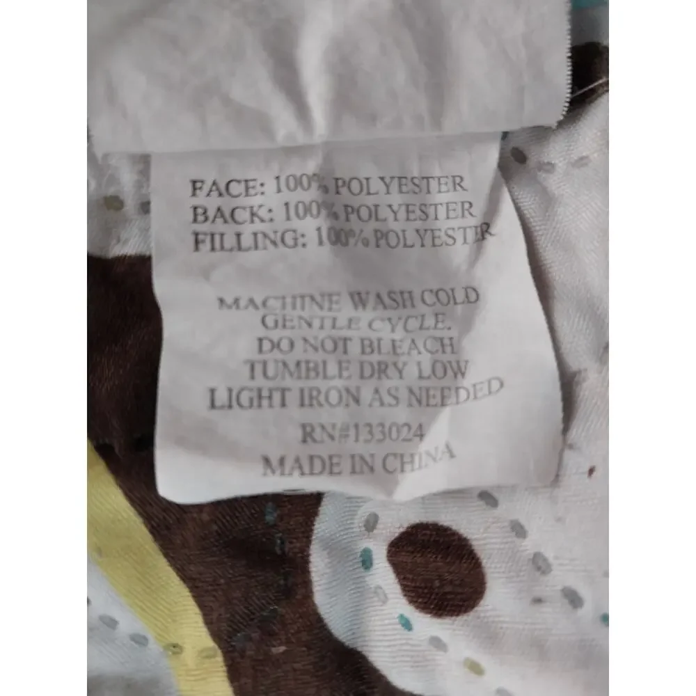 SPIRIT LINEN! WHITE W/YELLOW, AQUA & BROWN MANDALA QUILT & 2 SHAMS! SZ QN